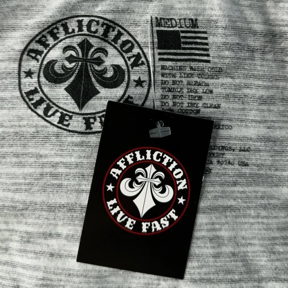Affliction Men's Short Sleeve Graphic T-shirt -Gray/Black -Various Sizes- NWT - Picture 13 of 13